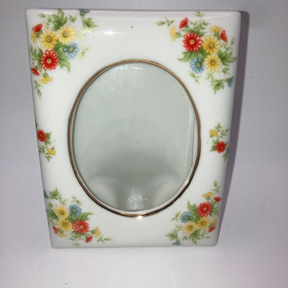 Vintage Lefton Ceramic Photo Frame 4x5 Cottage Grandma Core Floral - Picture 1 of 7